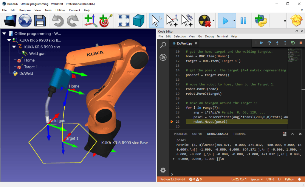 Industrial robot cell simulated in RoboDK